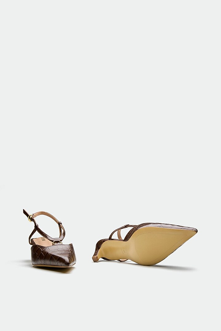 Brown Genuine Leather Slingback Heels by Oroh at Pernia's Pop Up Shop