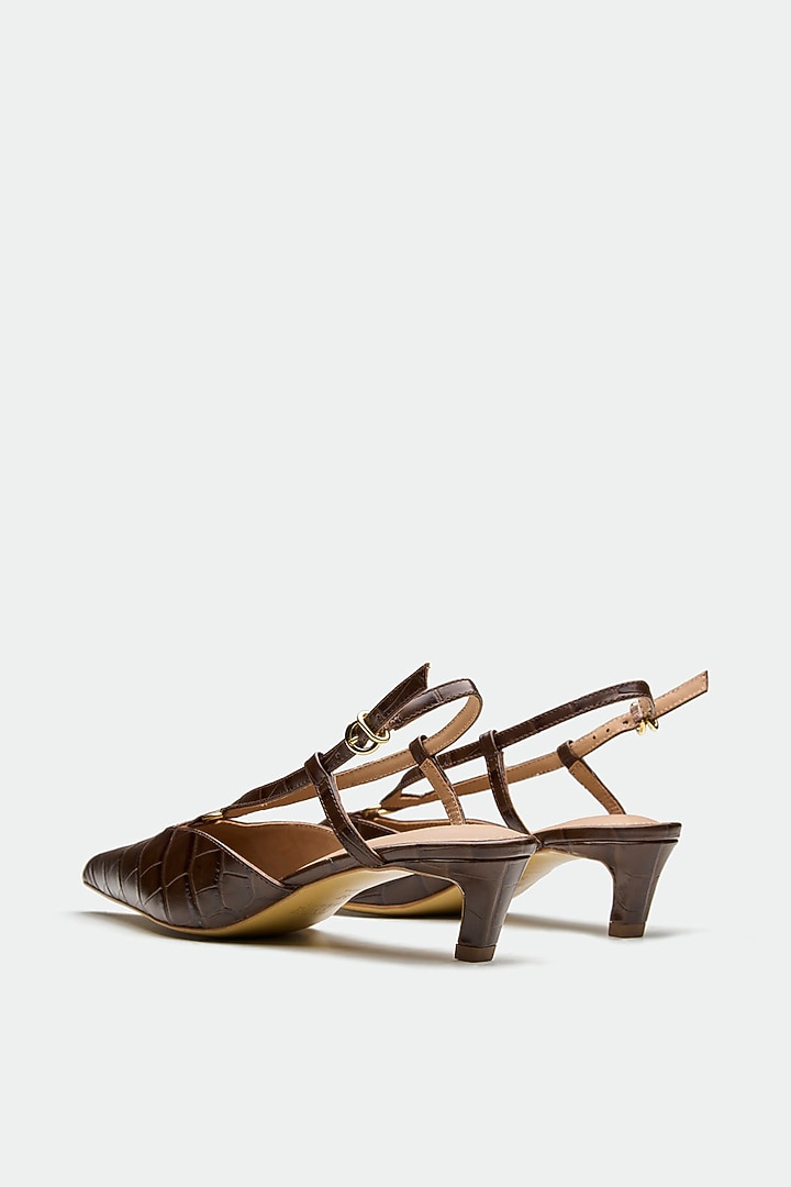 Brown Genuine Leather Slingback Heels by Oroh at Pernia's Pop Up Shop