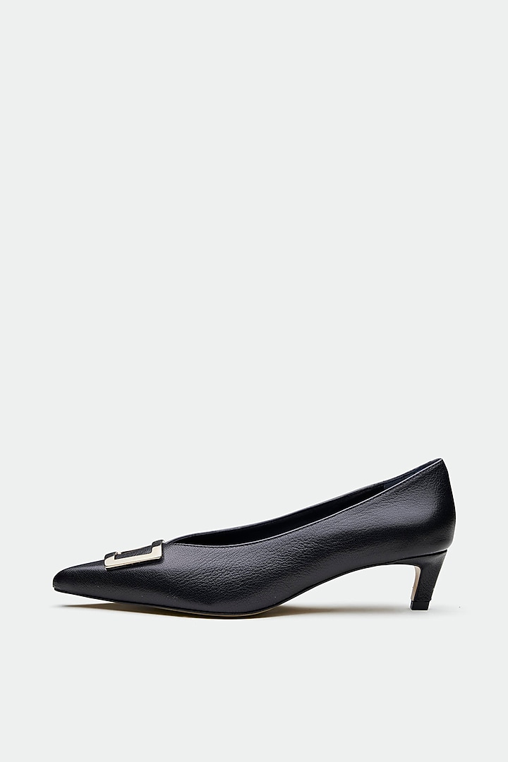 Black Genuine Leather Heels by Oroh at Pernia's Pop Up Shop