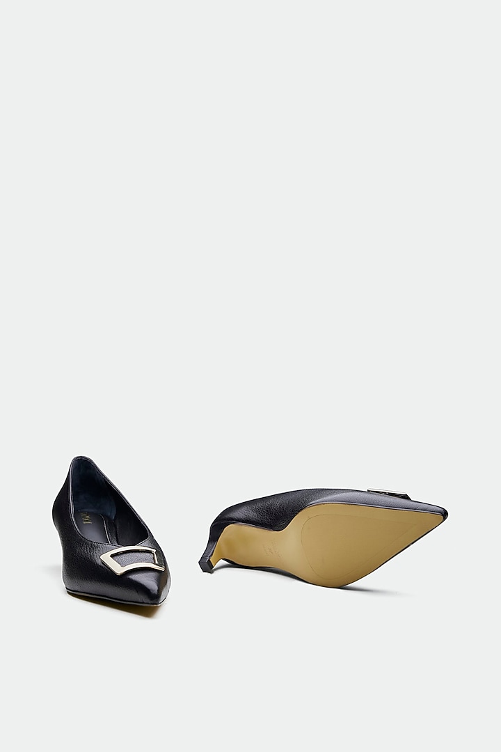 Black Genuine Leather Heels by Oroh at Pernia's Pop Up Shop