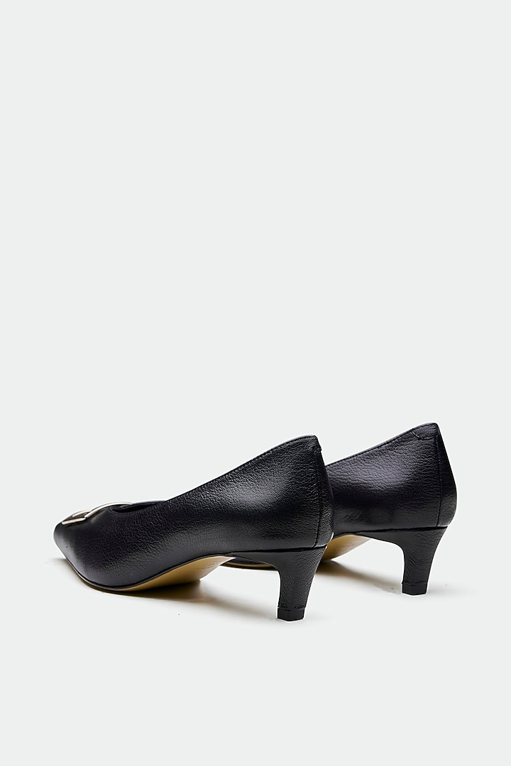 Black Genuine Leather Heels by Oroh at Pernia's Pop Up Shop