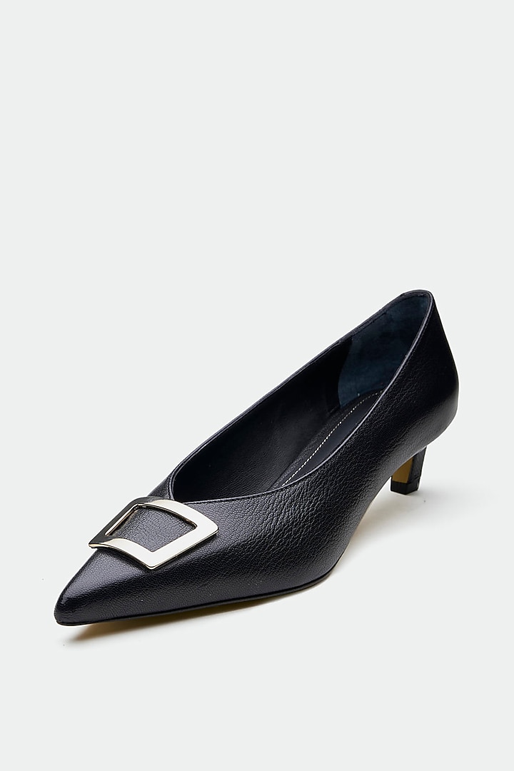 Black Genuine Leather Heels by Oroh at Pernia's Pop Up Shop