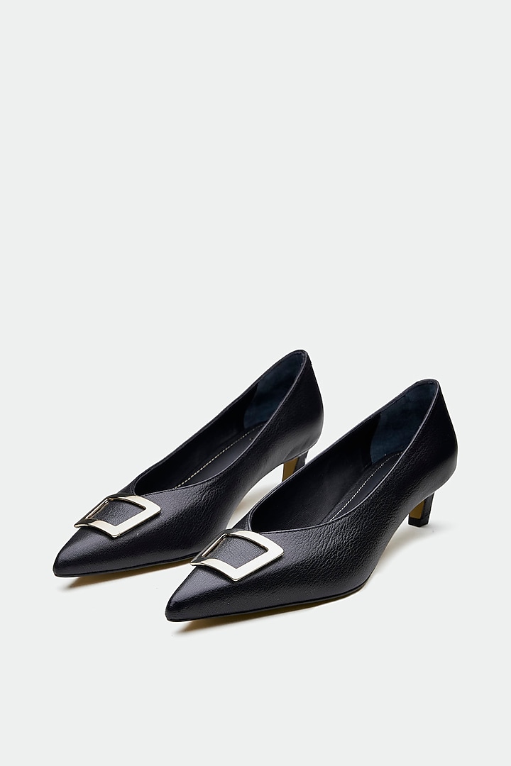 Black Genuine Leather Heels by Oroh at Pernia's Pop Up Shop