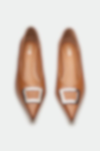 Tan Genuine Leather Heels by Oroh at Pernia's Pop Up Shop