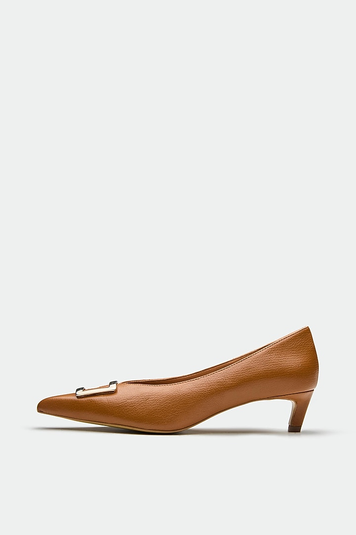 Tan Genuine Leather Heels by Oroh at Pernia's Pop Up Shop