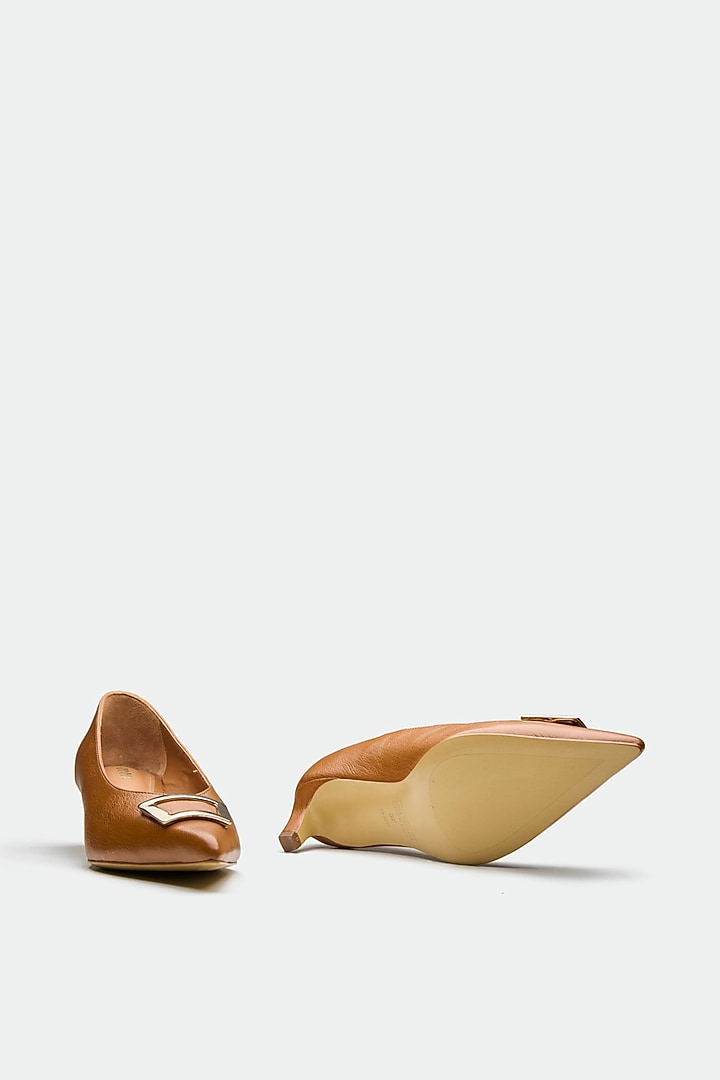 Tan Genuine Leather Heels by Oroh at Pernia's Pop Up Shop