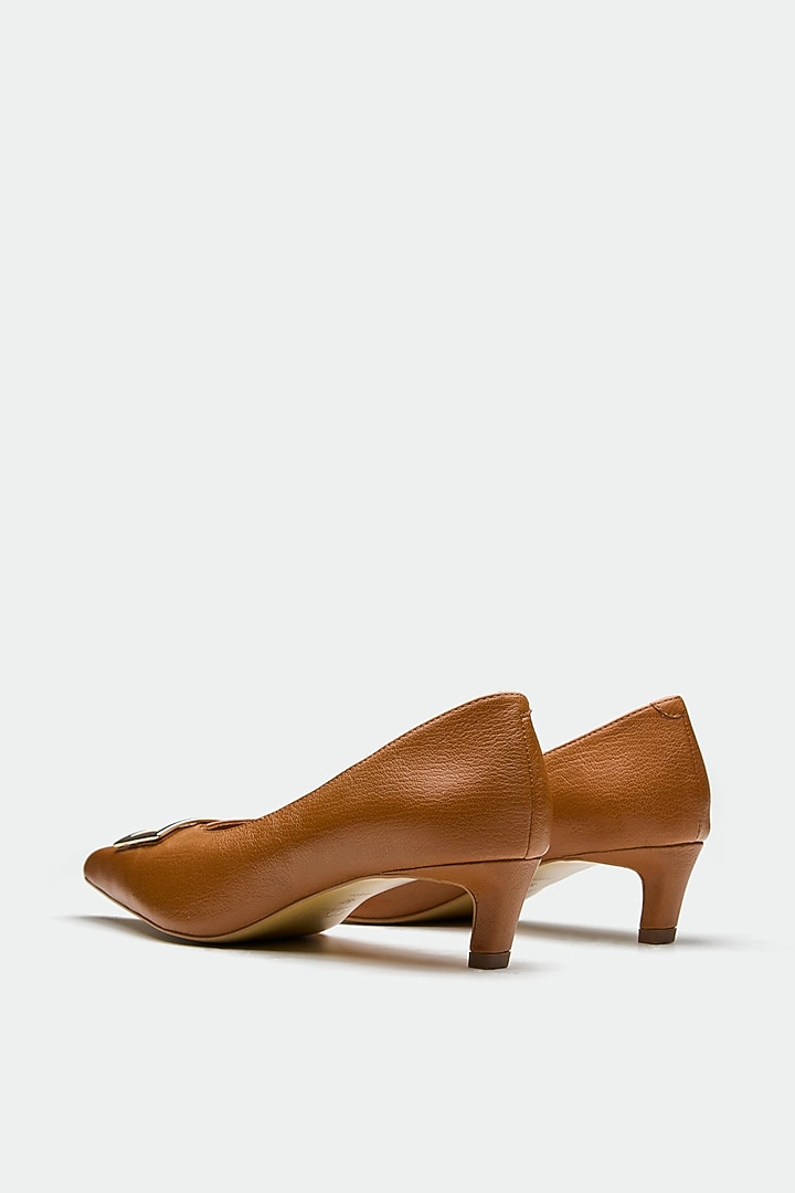 Tan Genuine Leather Heels by Oroh at Pernia's Pop Up Shop