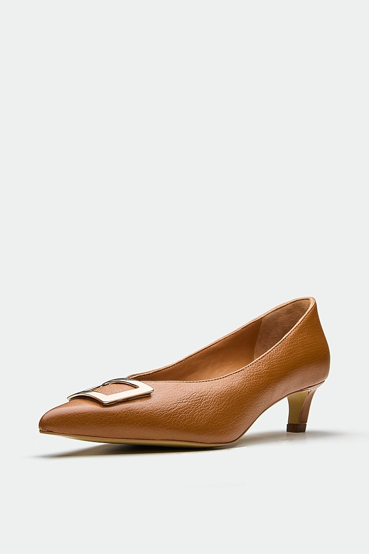 Tan Genuine Leather Heels by Oroh at Pernia's Pop Up Shop