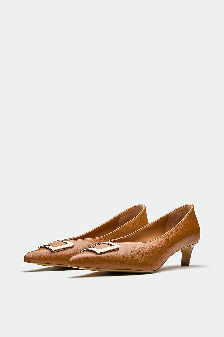 Tan Genuine Leather Heels by Oroh at Pernia's Pop Up Shop