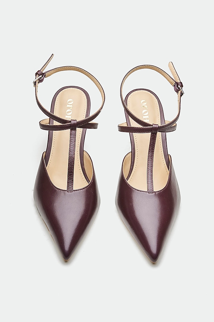 Maroon Genuine Leather Slingback Heels by Oroh at Pernia's Pop Up Shop