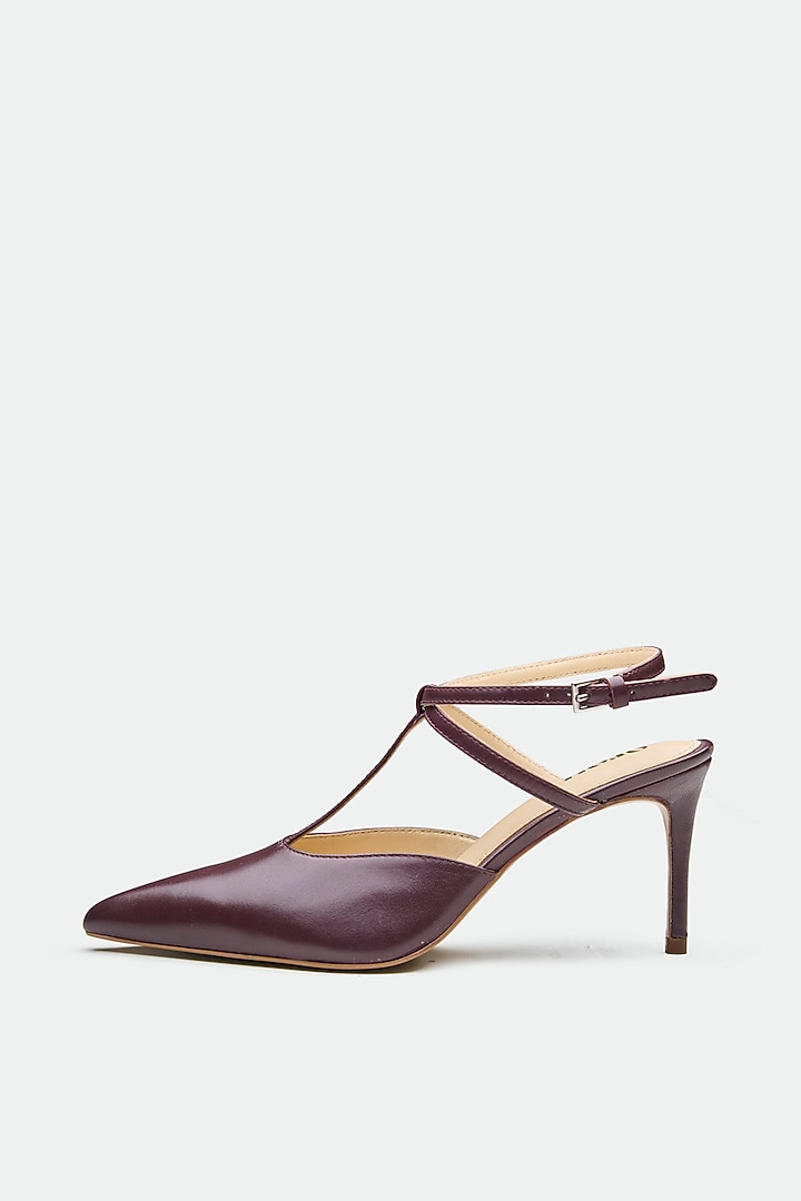 Maroon Genuine Leather Slingback Heels by Oroh at Pernia's Pop Up Shop