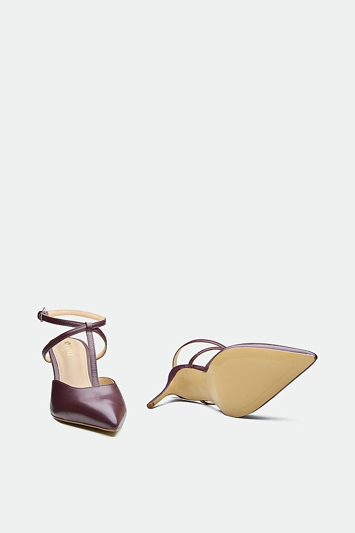 Maroon Genuine Leather Slingback Heels by Oroh at Pernia's Pop Up Shop