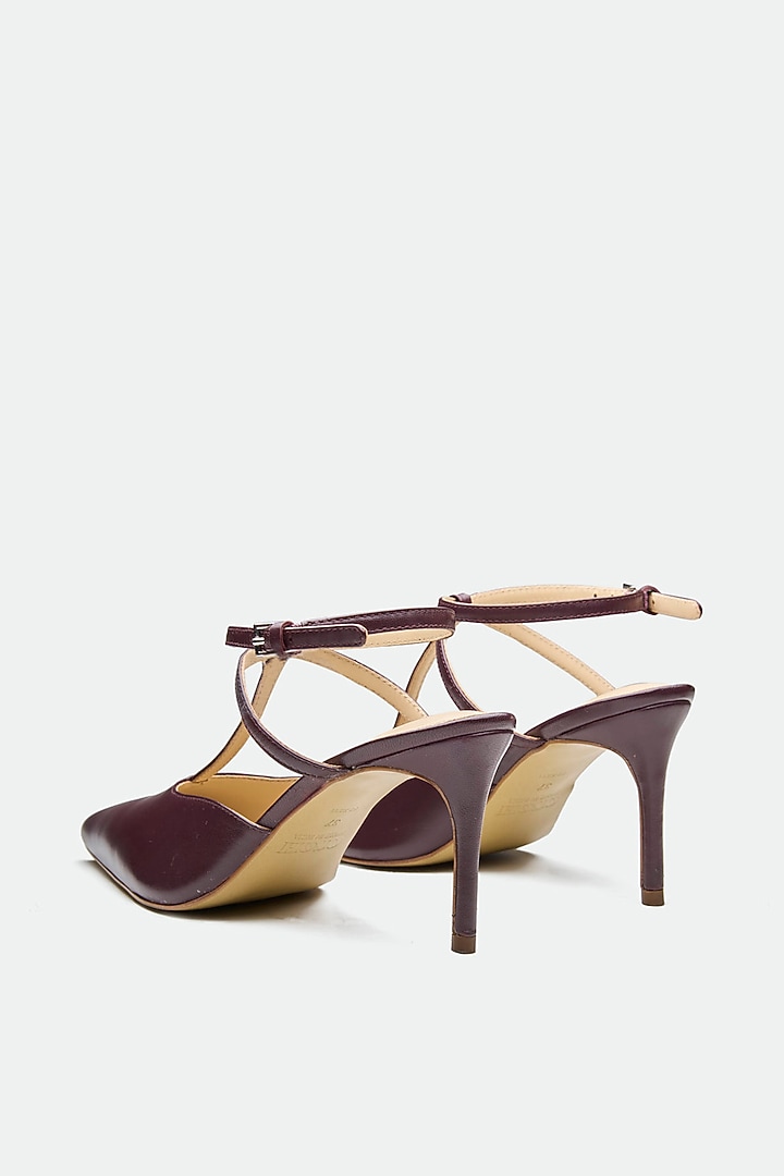 Maroon Genuine Leather Slingback Heels by Oroh at Pernia's Pop Up Shop