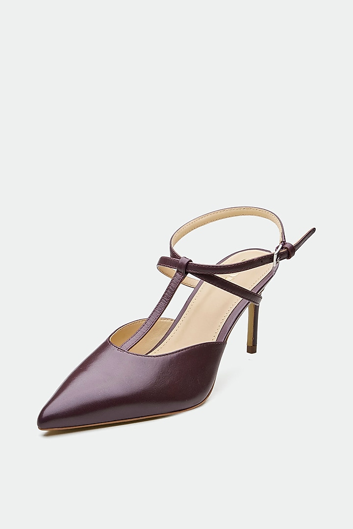 Maroon Genuine Leather Slingback Heels by Oroh at Pernia's Pop Up Shop