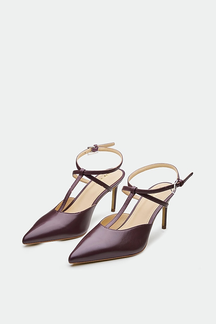 Maroon Genuine Leather Slingback Heels by Oroh at Pernia's Pop Up Shop
