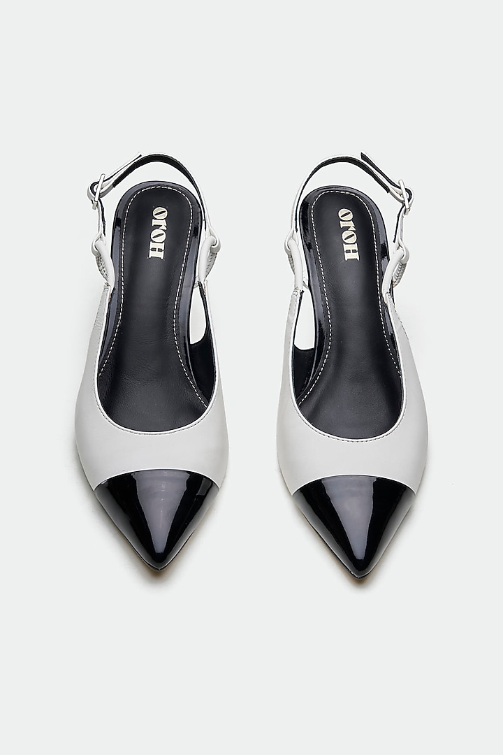White Genuine Leather Slingback Heels by Oroh at Pernia's Pop Up Shop