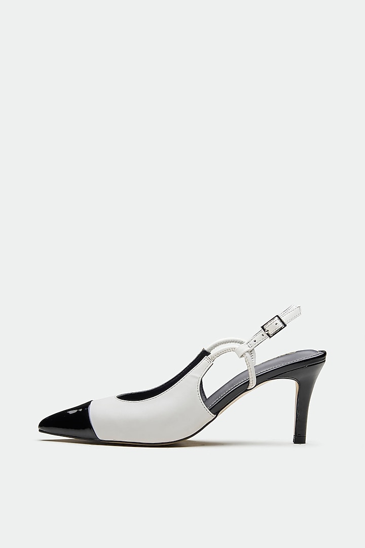 White Genuine Leather Slingback Heels by Oroh at Pernia's Pop Up Shop