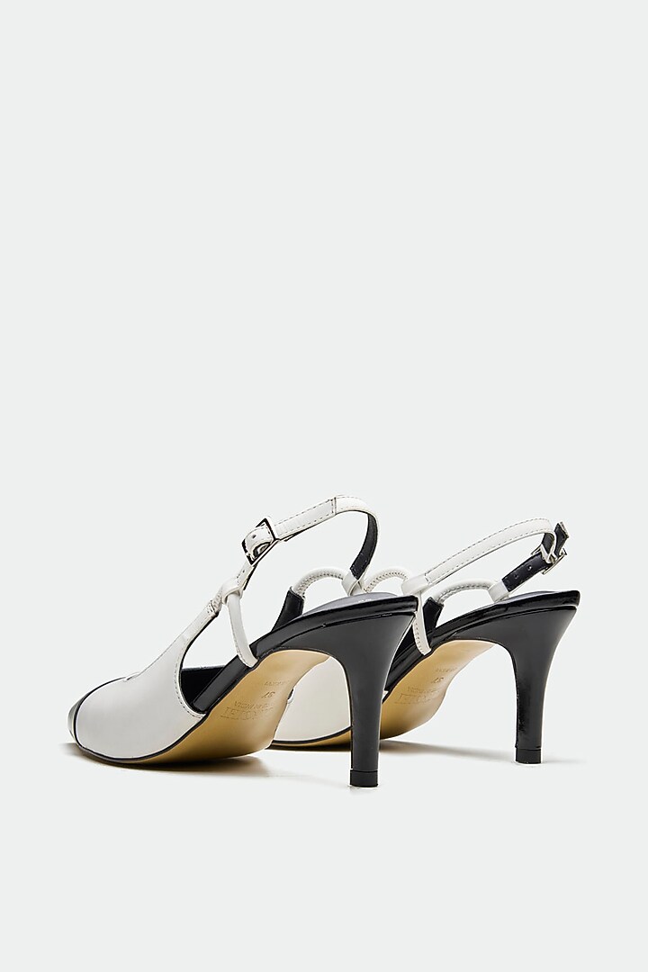 White Genuine Leather Slingback Heels by Oroh at Pernia's Pop Up Shop