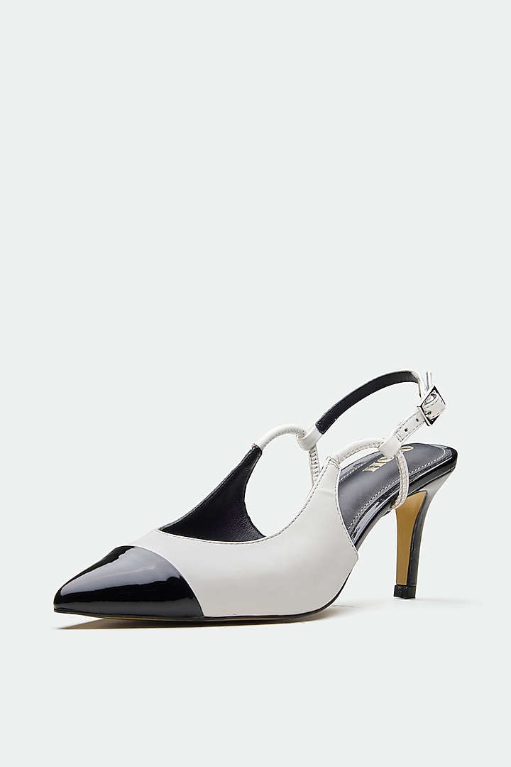 White Genuine Leather Slingback Heels by Oroh at Pernia's Pop Up Shop
