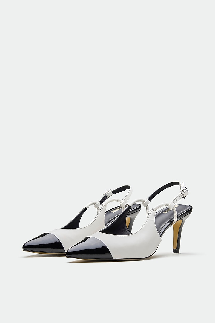 White Genuine Leather Slingback Heels by Oroh at Pernia's Pop Up Shop