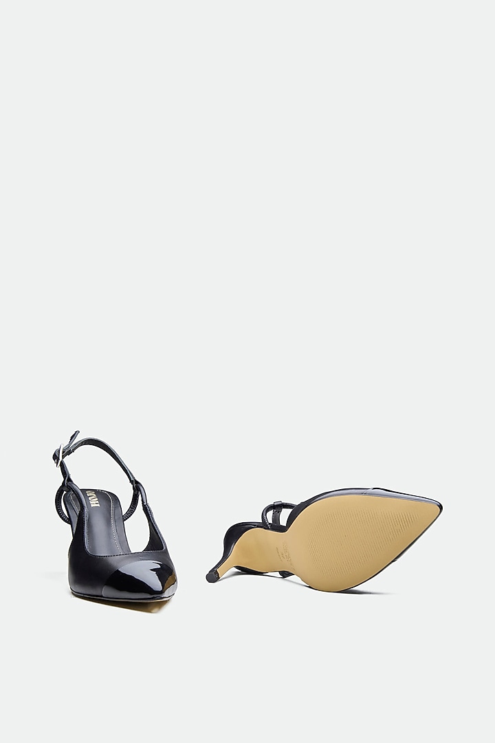 Black Genuine Leather Slingback Heels by Oroh at Pernia's Pop Up Shop