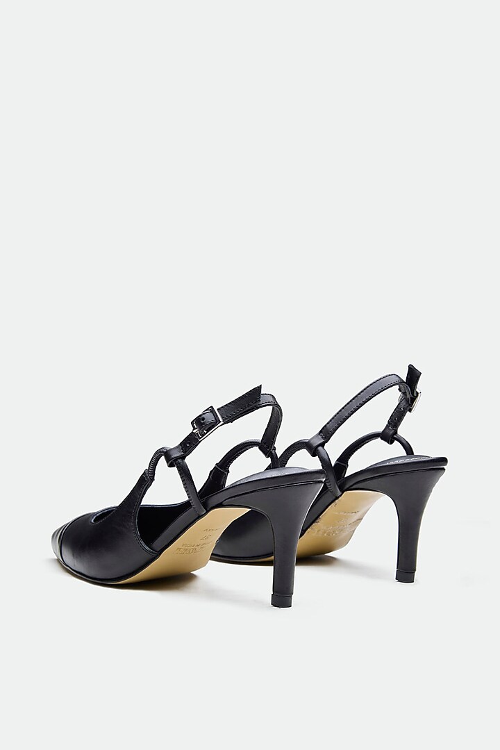 Black Genuine Leather Slingback Heels by Oroh at Pernia's Pop Up Shop