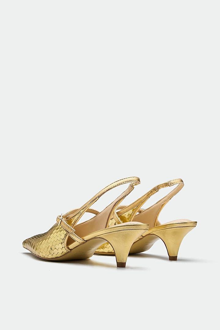 Gold Genuine Leather Slingback Heels by Oroh at Pernia's Pop Up Shop