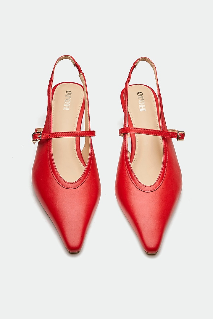 Red Genuine Leather Slingback Heels by Oroh at Pernia's Pop Up Shop