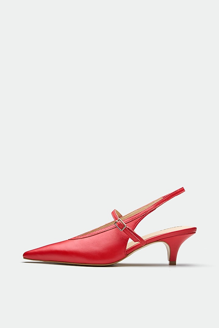 Red Genuine Leather Slingback Heels by Oroh at Pernia's Pop Up Shop
