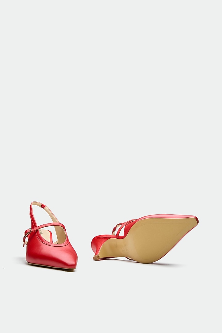 Red Genuine Leather Slingback Heels by Oroh at Pernia's Pop Up Shop