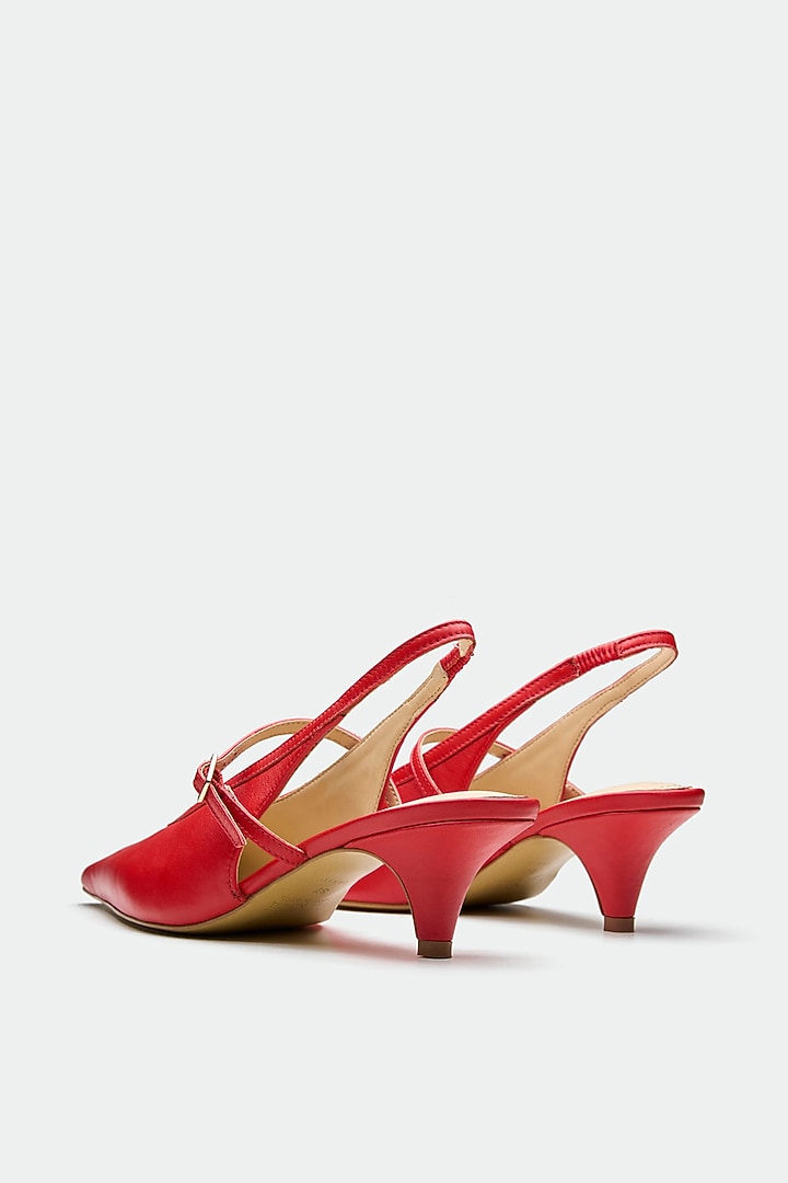 Red Genuine Leather Slingback Heels by Oroh at Pernia's Pop Up Shop