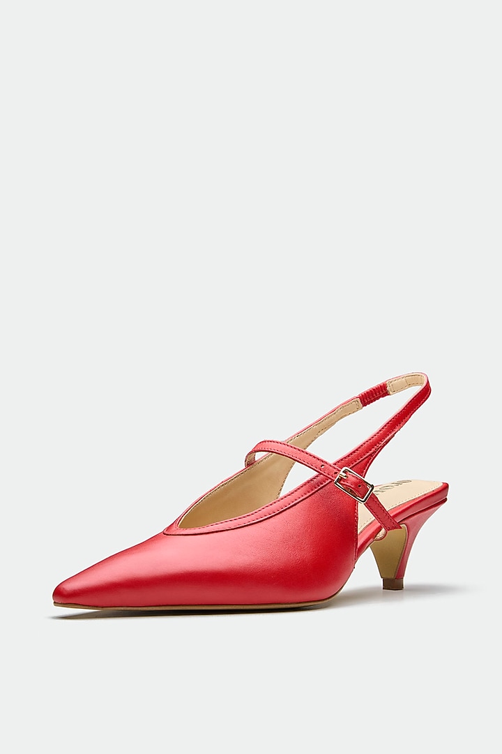 Red Genuine Leather Slingback Heels by Oroh at Pernia's Pop Up Shop