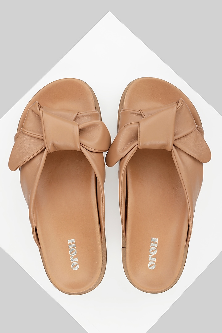 Tan Soft Sheep Leather Sandals by Oroh at Pernia's Pop Up Shop