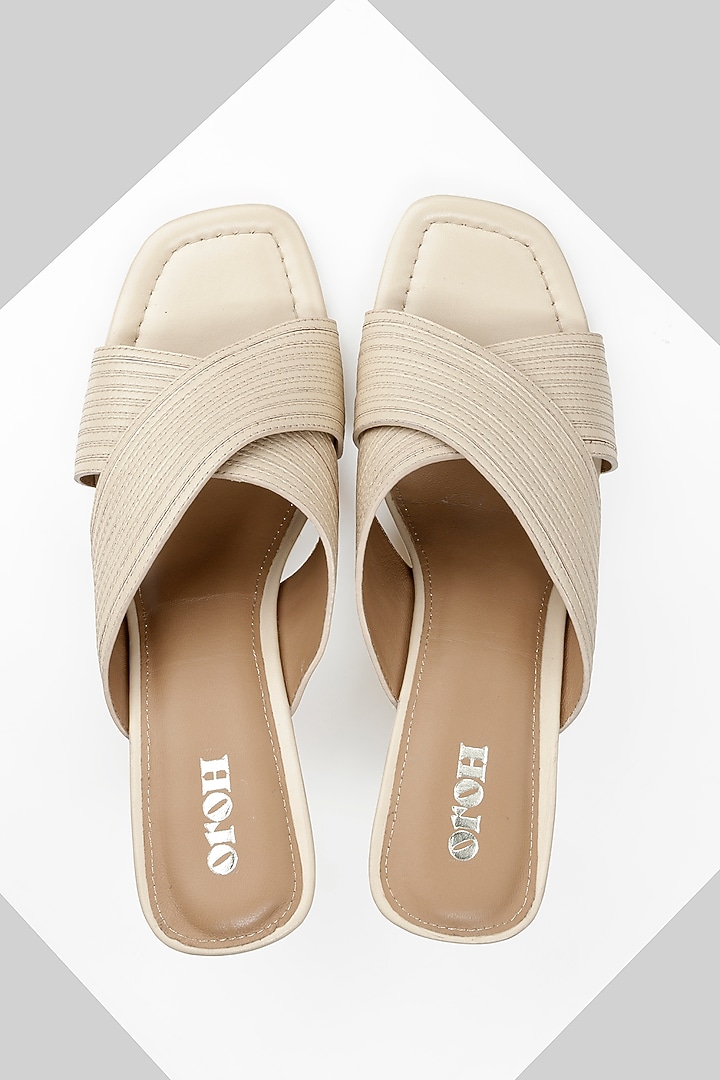 Nude Metallic Sheep Leather Heels by Oroh at Pernia's Pop Up Shop