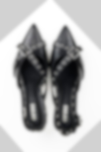 Black Genuine Leather Mid-Heel Sling Back Pumps by Oroh at Pernia's Pop Up Shop