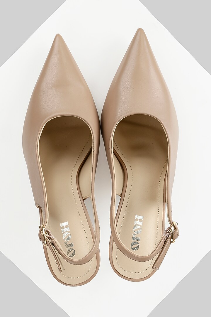 Nude Genuine Leather Slingback Pumps by Oroh at Pernia's Pop Up Shop