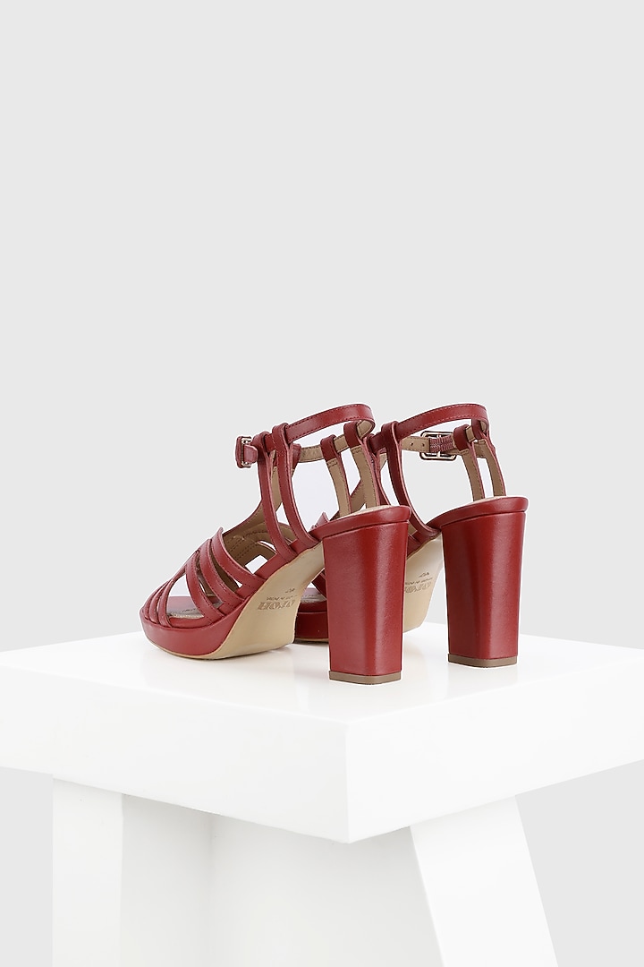 Maroon Metallic Leather Platform heels by Oroh at Pernia's Pop Up Shop