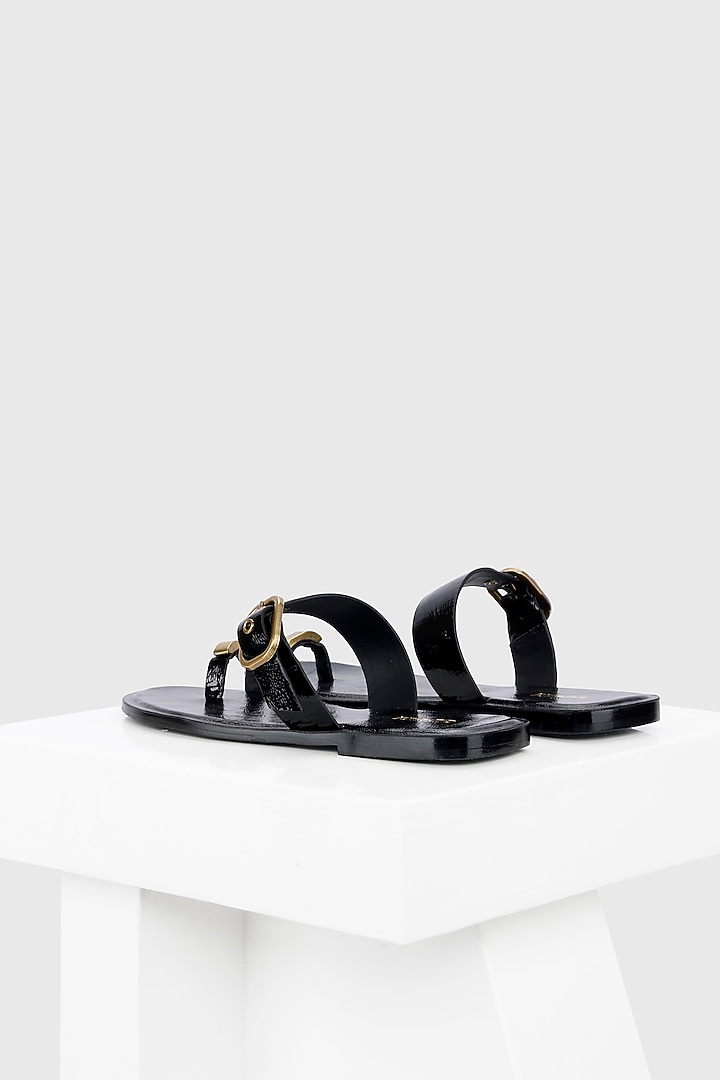 Black Genuine Leather Flats by Oroh at Pernia's Pop Up Shop