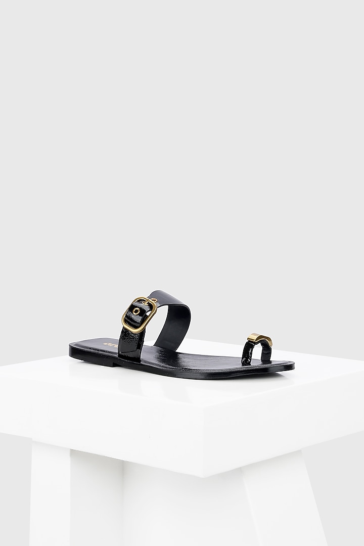 Black Genuine Leather Flats by Oroh at Pernia's Pop Up Shop