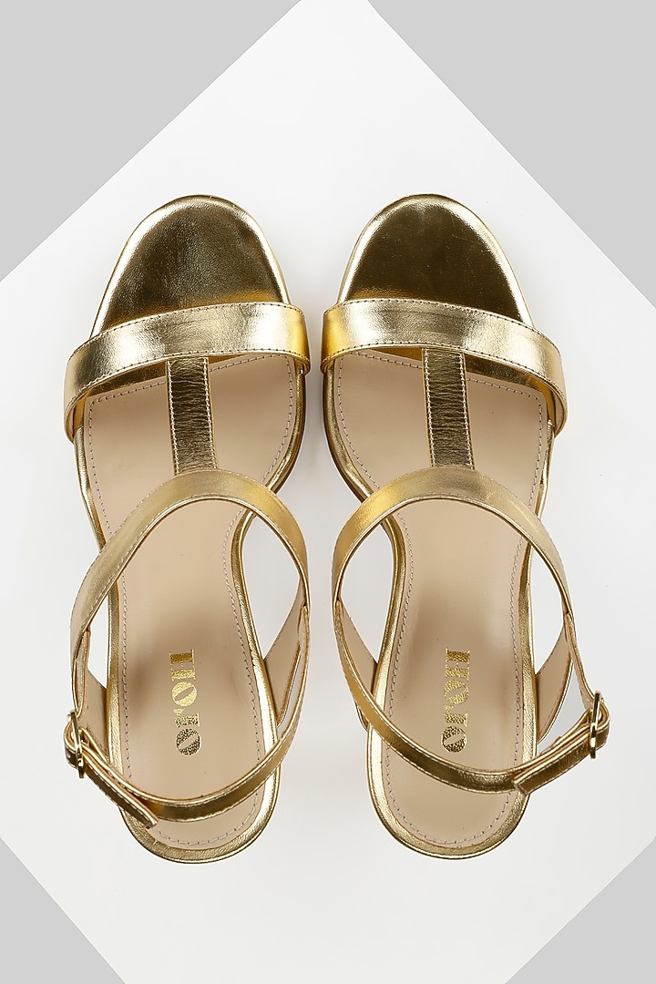Gold Genuine Leather Heels by Oroh at Pernia's Pop Up Shop