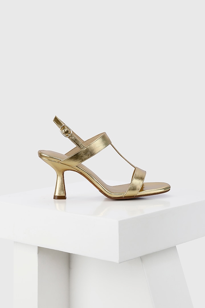 Gold Genuine Leather Heels by Oroh at Pernia's Pop Up Shop