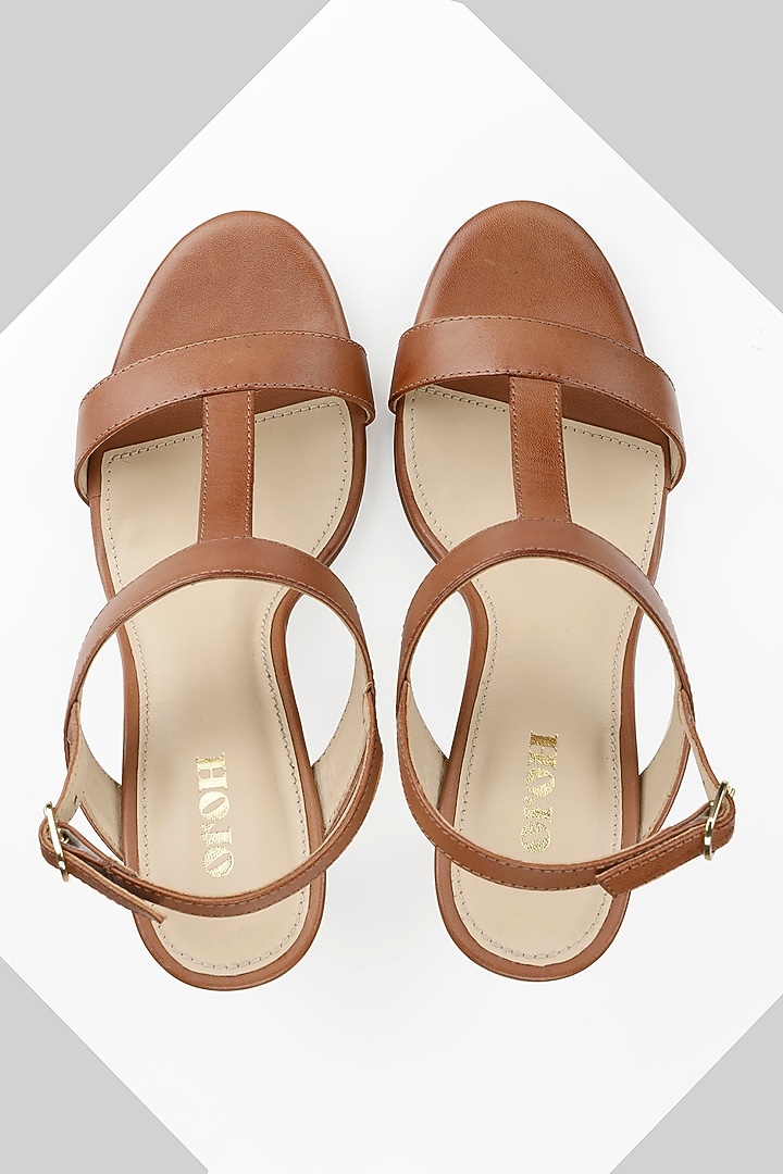 Tan Genuine Leather Heels by Oroh at Pernia's Pop Up Shop