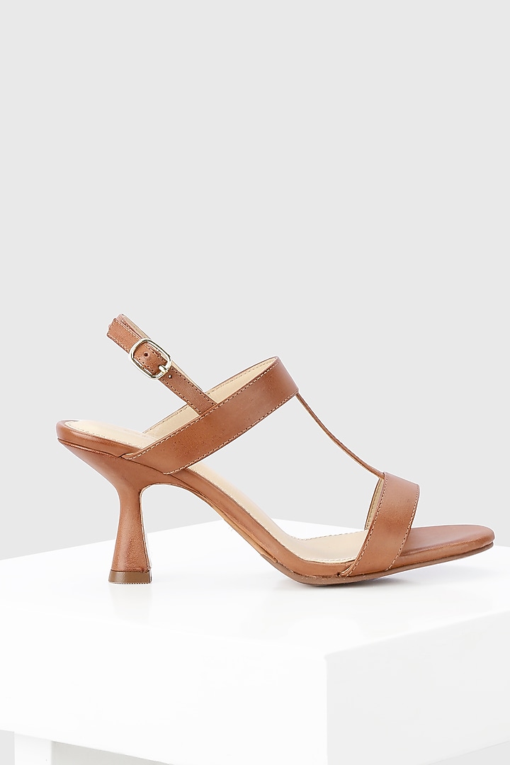 Tan Genuine Leather Heels by Oroh at Pernia's Pop Up Shop