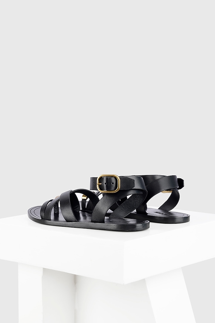 Black Genuine Leather Flats by Oroh at Pernia's Pop Up Shop