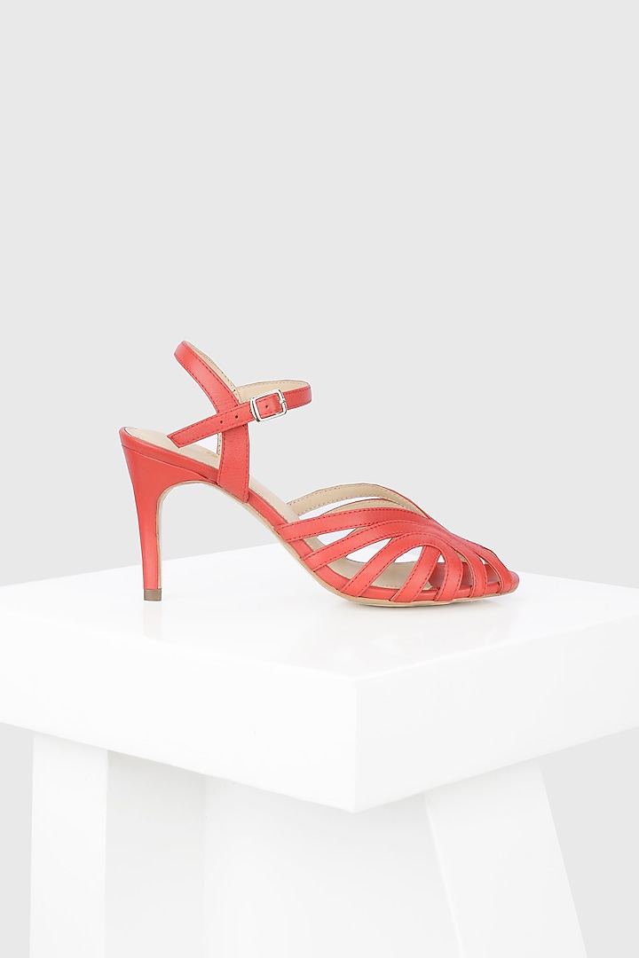 Red Genuine Leather Slender Heels by Oroh at Pernia's Pop Up Shop