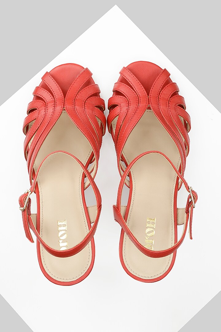 Red Genuine Leather Slender Heels by Oroh at Pernia's Pop Up Shop