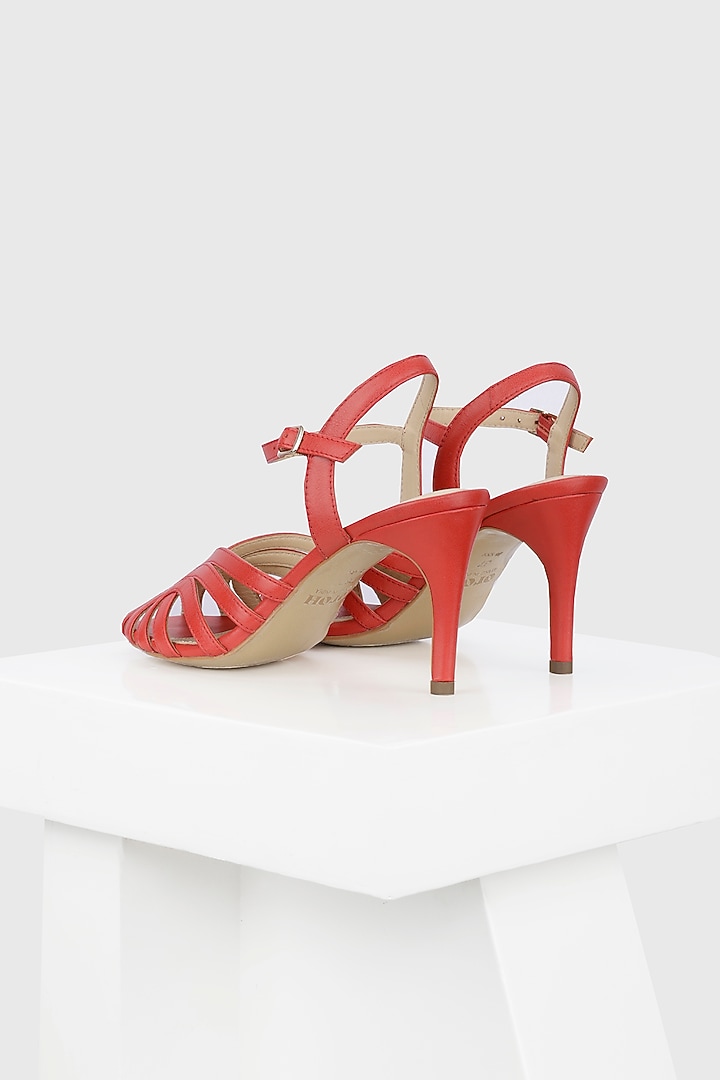 Red Genuine Leather Slender Heels by Oroh at Pernia's Pop Up Shop