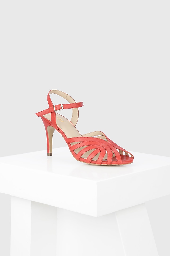 Red Genuine Leather Slender Heels by Oroh at Pernia's Pop Up Shop