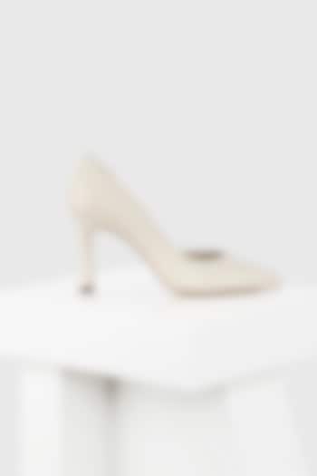 White Genuine Leather Pencil Heels by Oroh at Pernia's Pop Up Shop