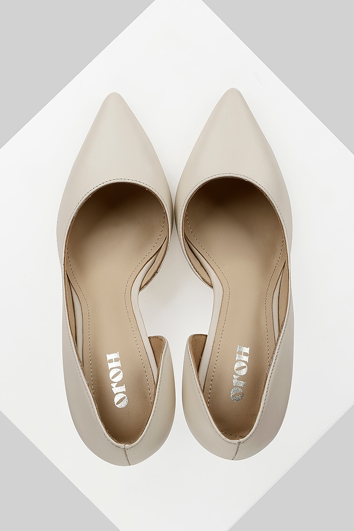 White Genuine Leather Pencil Heels by Oroh at Pernia's Pop Up Shop